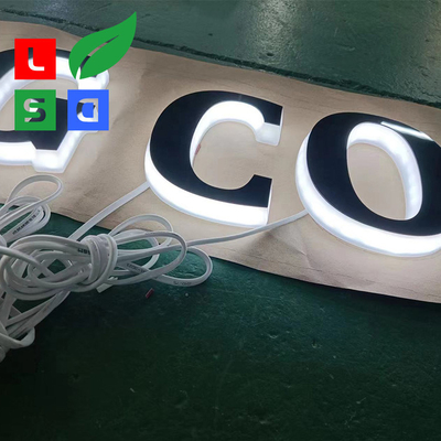 Outdoor Side Lit LED Channel Letter Dengan Mirror Black Face Top Untuk Tampilan Depan Toko