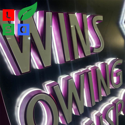 Backlit Block Acrylic Letter Sign Dengan Backing Board Hitam Untuk Toko Dalam Ruangan